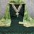 Women's green unstitched weaving embroidered modal dress material (mt658grn)