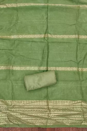 Women's green weaving embroidered modal dress material