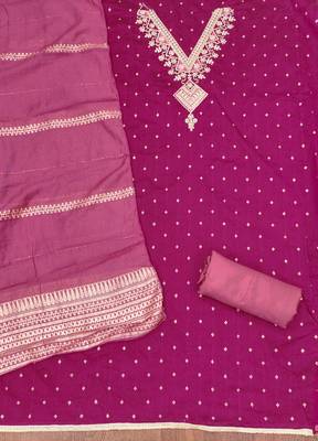 Women's pink weaving embroidered modal dress material 2