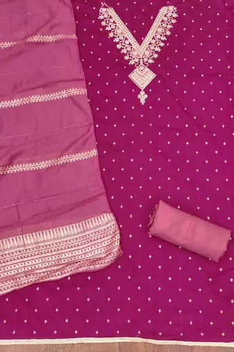 Women's pink weaving embroidered modal dress material