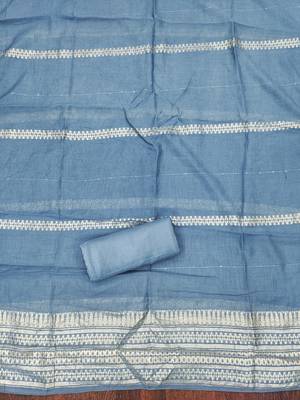 Women's teal blue weaving embroidered modal dress material 4