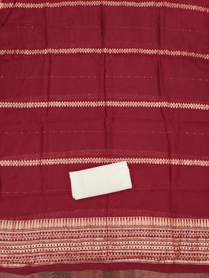 Women's white weaving embroidered modal dress material 4