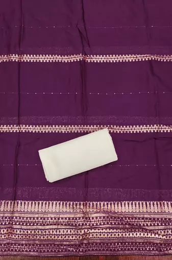 Women's white weaving embroidered modal dress material