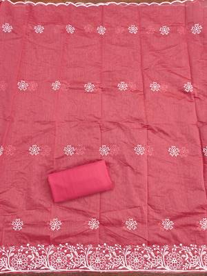 Women's gajari thread embroidery chanderi cotton dress material 4