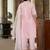Silk blend pink casual wear embroidery work readymade salwar suit