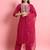 Silk blend rani pink casual wear embroidery work readymade salwar suit