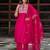 Silk blend rani pink casual wear embroidery work readymade salwar suit