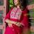Silk blend rani pink casual wear embroidery work readymade salwar suit