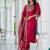 Silk blend red casual wear embroidery work readymade salwar suit