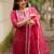 Silk blend pink casual wear embroidery work readymade salwar suit