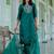 Silk blend green casual wear embroidery work readymade salwar suit