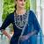 Silk blend navy blue casual wear embroidery work readymade salwar suit