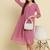 Chiffon dusty pink casual wear schiffli work readymade midi dress