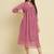 Chiffon dusty pink casual wear schiffli work readymade midi dress