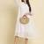 Chiffon white casual wear schiffli work readymade midi dress