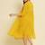 Chiffon yellow casual wear schiffli work readymade midi dress
