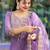 Silk blend lavender casual wear embroidery work readymade salwar suit