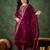 Viscose rayon dark magenta party wear embroidery work readymade salwar suit