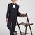 royal look in solid suit set full sleeves blazer, shirt, pant and waist coat with bow tie - navy blue