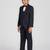 royal look in solid suit set full sleeves blazer, shirt, pant and waist coat with bow tie - navy blue