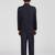 royal look in solid suit set full sleeves blazer, shirt, pant and waist coat with bow tie - navy blue