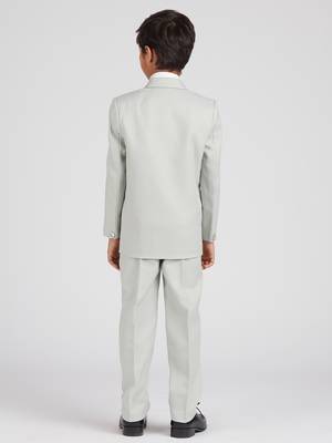 royal look in solid suit set full sleeves blazer, shirt, pant and waist coat with bow tie - pista green 4