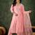Silk blend baby pink casual wear embroidery work readymade salwar suit
