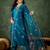 Silk blend blue casual wear embroidery work readymade salwar suit