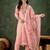 Silk blend baby pink casual wear embroidery work readymade salwar suit