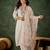 Silk blend white casual wear embroidery work readymade salwar suit