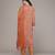 orange chiffon kurta set with embroidered work