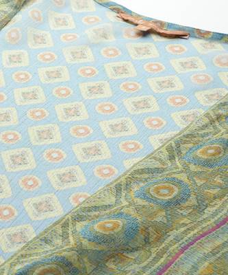 turquoise chiffon sharara with printed work design 3