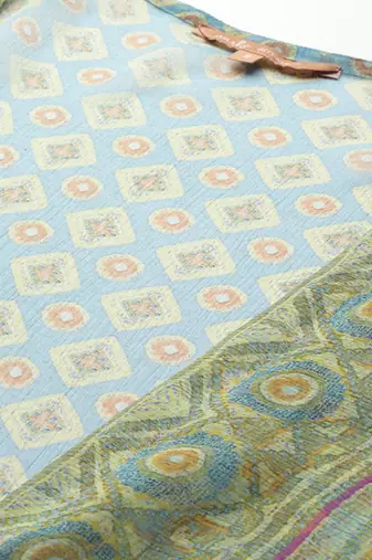 turquoise chiffon sharara with printed work design