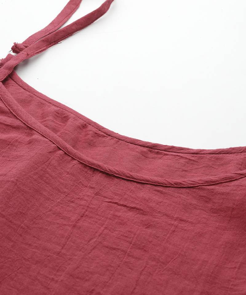 red chiffon kurta set with printed work design