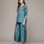 teal viscose kurta set with embroidered work design