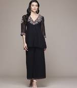 black georgette kurta set with embroidered work design