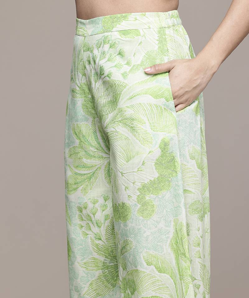 green rayon kurta set with printed work design