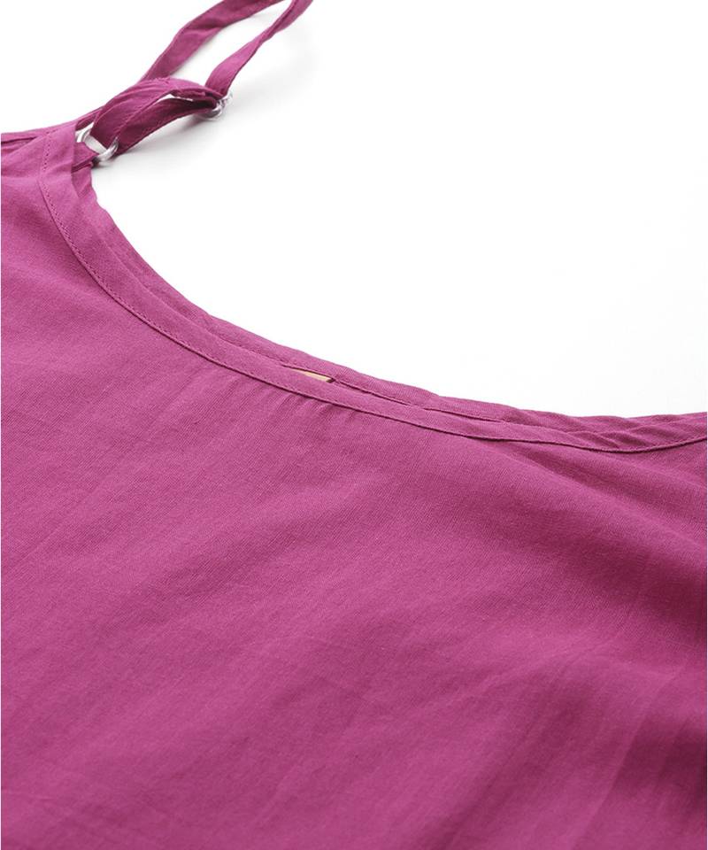 fuchsia chiffon kaftan with printed work design