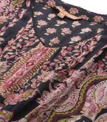 black viscose kaftan with printed work design