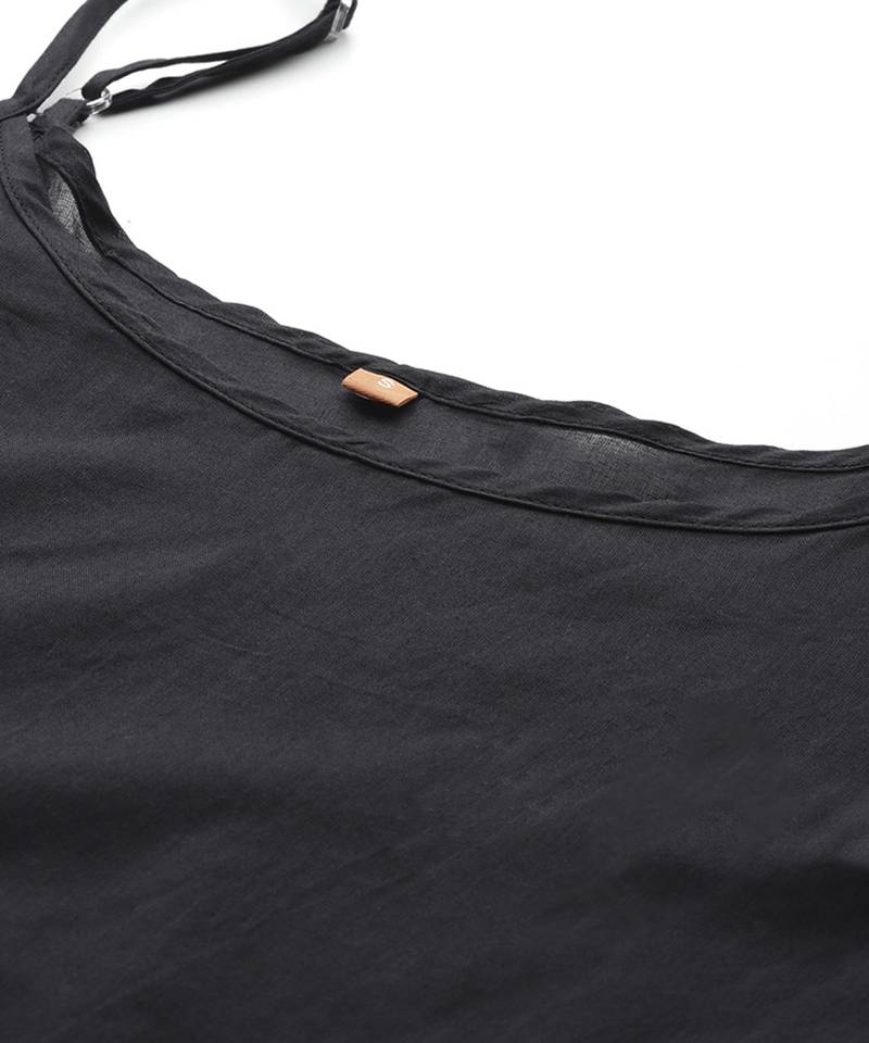 black viscose kaftan with printed work design