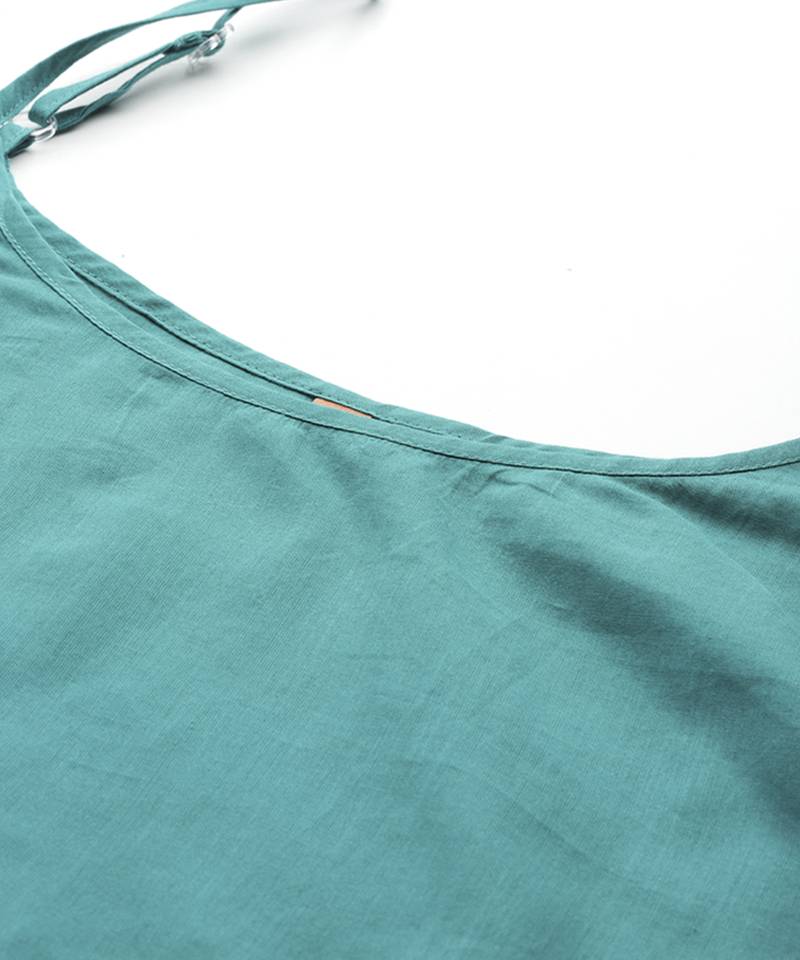 green cotton kurta with printed work design