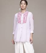 lilac georgette kurta with embroidered work design