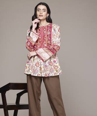 multicolor rayon kurta with printed work design 1
