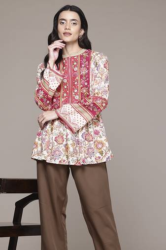 multicolor rayon kurta with printed work design