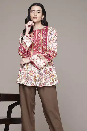 multicolor rayon kurta with printed work design