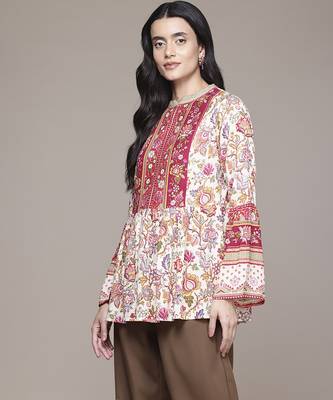 multicolor rayon kurta with printed work design 4