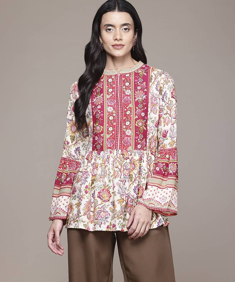 multicolor rayon kurta with printed work design