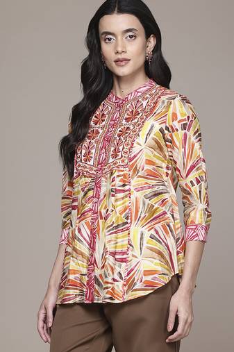 multicolor viscose kurta with printed work design