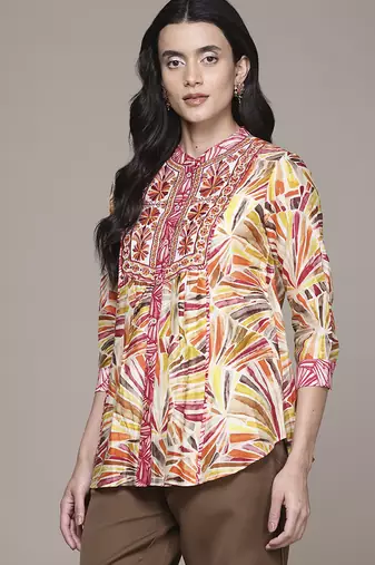 multicolor viscose kurta with printed work design