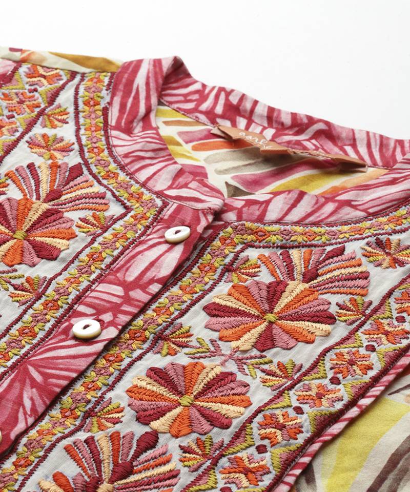 multicolor viscose kurta with printed work design